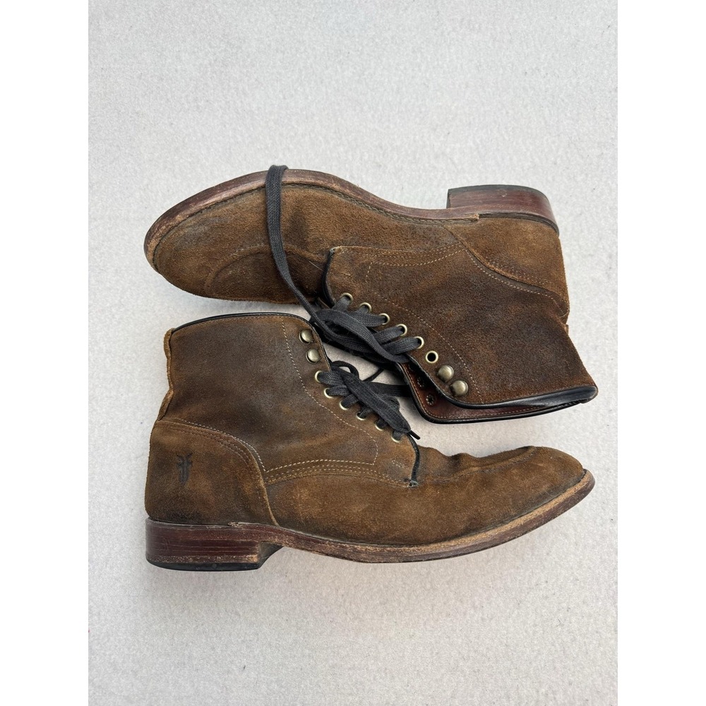 Frye Suede Ankle Boots Mens Size 10 Brown‎ Lace Up Leather Ankle USA Classic